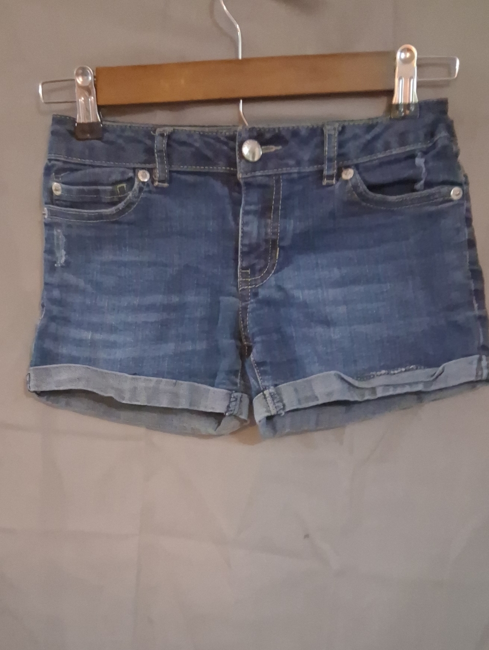 Girls Blue Rolled Hem Denim Shorts